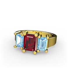 Arnia Yüzük - Garnet ve akuamarin 18 ayar altın yüzük #a9fwug