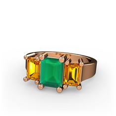 Arnia Yüzük - Kök zümrüt ve sitrin 925 ayar rose altın kaplama gümüş yüzük #ahuyji