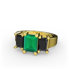 Arnia Yüzük - Kök zümrüt ve siyah zirkon 8 ayar altın yüzük #b7hgah