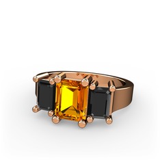 Arnia Yüzük - Sitrin ve siyah zirkon 18 ayar rose altın yüzük #bjo5f6