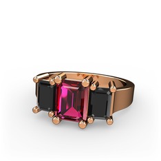 Arnia Yüzük - Rodolit garnet ve siyah zirkon 18 ayar rose altın yüzük #c04yfp