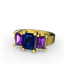 Arnia Yüzük - Lab safir ve ametist 925 ayar altın kaplama gümüş yüzük #c54iha