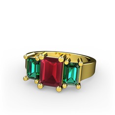 Arnia Yüzük - Kök yakut ve yeşil kuvars 18 ayar altın yüzük #cl5db2