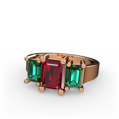 Arnia Yüzük - Garnet ve yeşil kuvars 8 ayar rose altın yüzük #d6y9c9