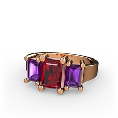 Arnia Yüzük - Garnet ve ametist 18 ayar rose altın yüzük #dxbk42