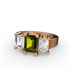 Peridot ve swarovski 8 ayar rose altın yüzük