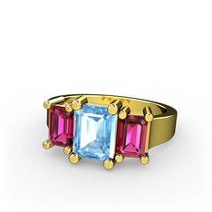 Arnia Yüzük - Akuamarin ve rodolit garnet 14 ayar altın yüzük #dxvii