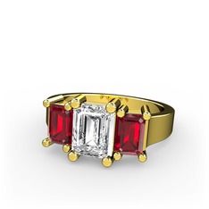 Swarovski ve garnet 18 ayar altın yüzük