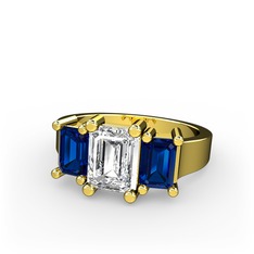 Arnia Yüzük - Swarovski ve lab safir 8 ayar altın yüzük #gfs6bn