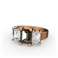 Dumanlı kuvars ve swarovski 8 ayar rose altın yüzük