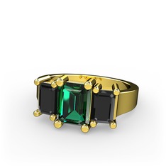 Arnia Yüzük - Yeşil kuvars ve siyah zirkon 925 ayar altın kaplama gümüş yüzük #hdy6kc