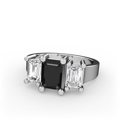 Arnia Yüzük - Siyah zirkon ve swarovski 8 ayar beyaz altın yüzük #hwvw7d