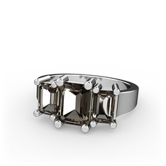 Arnia Yüzük - Dumanlı kuvars 18 ayar beyaz altın yüzük #i2p8tm