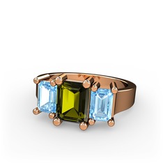 Arnia Yüzük - Peridot ve akuamarin 8 ayar rose altın yüzük #ie318y