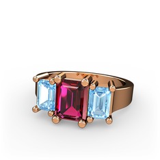 Arnia Yüzük - Rodolit garnet ve akuamarin 8 ayar rose altın yüzük #j1ghuu
