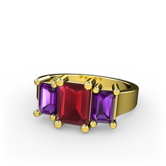 Arnia Yüzük - Kök yakut ve ametist 14 ayar altın yüzük #jy78lv