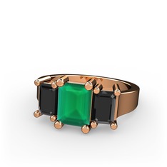 Arnia Yüzük - Kök zümrüt ve siyah zirkon 18 ayar rose altın yüzük #k1vl9t