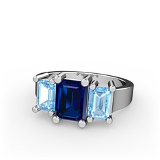 Arnia Yüzük - Lab safir ve akuamarin 925 ayar gümüş yüzük #lh3s0r