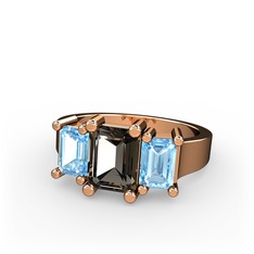 Arnia Yüzük - Dumanlı kuvars ve akuamarin 8 ayar rose altın yüzük #lqc3jb