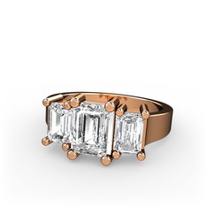Beyaz zirkon ve swarovski 8 ayar rose altın yüzük