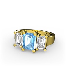 Arnia Yüzük - Akuamarin ve swarovski 925 ayar altın kaplama gümüş yüzük #myt7sl