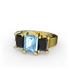 Arnia Yüzük - Akuamarin ve siyah zirkon 18 ayar altın yüzük #nh2z1l