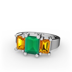 Arnia Yüzük - Kök zümrüt ve sitrin 925 ayar gümüş yüzük #nshk29
