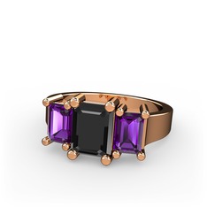 Arnia Yüzük - Siyah zirkon ve ametist 18 ayar rose altın yüzük #nydcrj