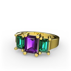 Arnia Yüzük - Ametist ve yeşil kuvars 8 ayar altın yüzük #ovv3vs