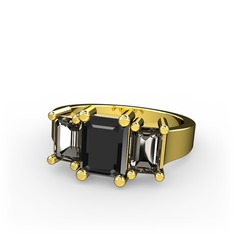 Arnia Yüzük - Siyah zirkon ve dumanlı kuvars 8 ayar altın yüzük #qjedqn