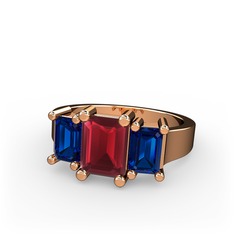 Arnia Yüzük - Kök yakut ve lab safir 14 ayar rose altın yüzük #s2sel