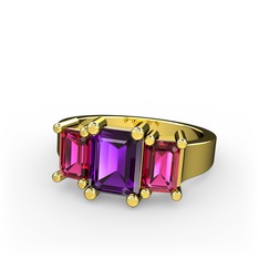 Arnia Yüzük - Ametist ve rodolit garnet 925 ayar altın kaplama gümüş yüzük #sd2irv