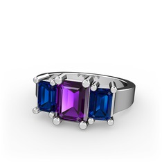 Arnia Yüzük - Ametist ve lab safir 14 ayar beyaz altın yüzük #sexzb0