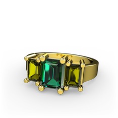 Arnia Yüzük - Yeşil kuvars ve peridot 8 ayar altın yüzük #to417w