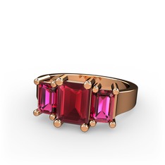 Kök yakut ve rodolit garnet 8 ayar rose altın yüzük