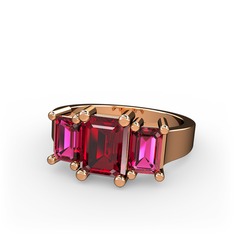 Garnet ve rodolit garnet 8 ayar rose altın yüzük