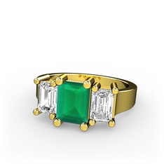 Arnia Yüzük - Kök zümrüt ve beyaz zirkon 18 ayar altın yüzük #v0ru7q