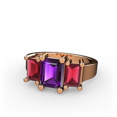 Arnia Yüzük - Ametist ve kök yakut 925 ayar rose altın kaplama gümüş yüzük #vcabrl