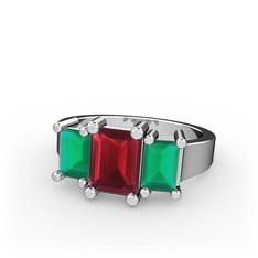 Arnia Yüzük - Kök yakut ve kök zümrüt 18 ayar beyaz altın yüzük #vkrlzr