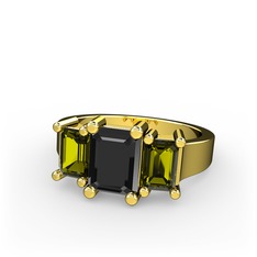 Arnia Yüzük - Siyah zirkon ve peridot 14 ayar altın yüzük #vtvowd