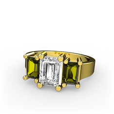 Arnia Yüzük - Beyaz zirkon ve peridot 925 ayar altın kaplama gümüş yüzük #y7739c