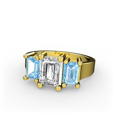 Arnia Yüzük - Swarovski ve akuamarin 14 ayar altın yüzük #ziff89