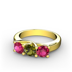 Vela Tria Yüzük - Rodolit garnet ve peridot 8 ayar altın yüzük #10youkw