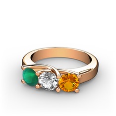 Vela Tria Yüzük - Kök zümrüt, pırlanta ve sitrin 18 ayar rose altın yüzük (0.5 karat) #11ctbua