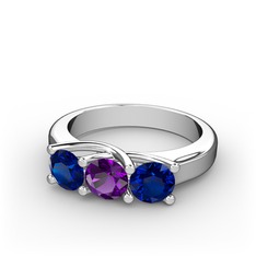 Vela Tria Yüzük - Lab safir ve ametist 18 ayar beyaz altın yüzük #17gtth8