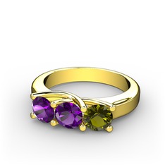 Ametist ve peridot 18 ayar altın yüzük