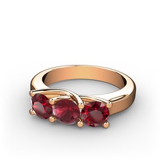 Garnet ve kök yakut 18 ayar rose altın yüzük