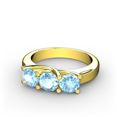 Vela Tria Yüzük - Akuamarin 18 ayar altın yüzük #18tu9wv