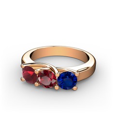 Vela Tria Yüzük - Kök yakut, garnet ve lab safir 8 ayar rose altın yüzük #18upn31