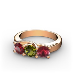 Vela Tria Yüzük - Garnet, peridot ve kök yakut 8 ayar rose altın yüzük #19ne0bj